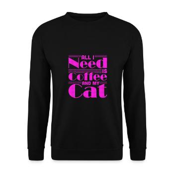 Coffee Drinking Cat Lover Gifts All I Need is - Unisex Sweatshirt - black - Front - Alina (178cm) & Michal (187cm)