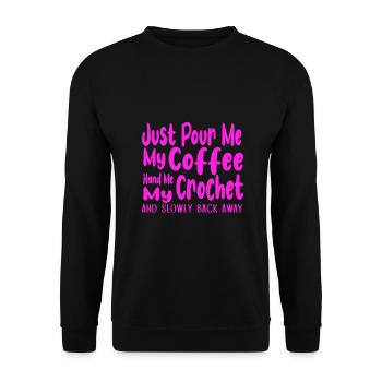 Pour Me Coffee Hand Me Crochet Back Away Coffee - Unisex Sweatshirt - black - Front - Alina (178cm) & Michal (187cm)