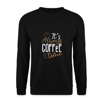 Cadeau buveur de café Toujours l’heure du café Café - Sweat-shirt Unisexe - noir - Devant - Alina (178cm) & Michal (187cm)