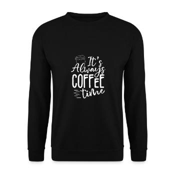 Cadeau buveur de café Toujours l’heure du café Café - Sweat-shirt Unisexe - noir - Devant - Alina (178cm) & Michal (187cm)