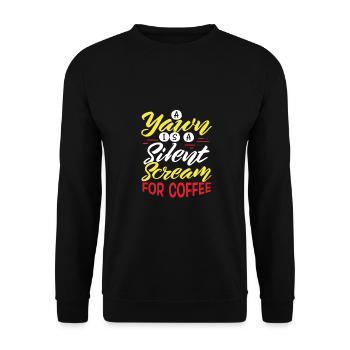 Coffee Drinker Gift Yawn is Scream for Coffee - Unisex Sweatshirt - black - Front - Alina (178cm) & Michal (187cm)