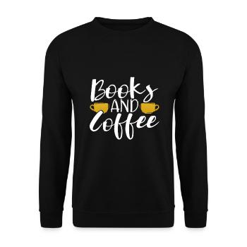 Coffee Lover Gift Books and Coffee - Unisex Sweatshirt - black - Front - Alina (178cm) & Michal (187cm)