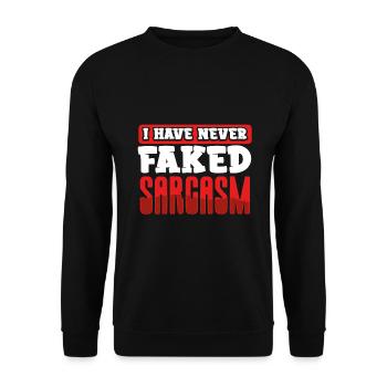 Sarkastisches Geschenk Ich habe noch nie Sarkasmus vorgetäuscht - Unisex Pullover - Schwarz - Vorne - Alina (178cm) & Michal (187cm)