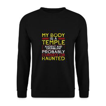 Sarcastic Gift Body is a Temple Ancient Crumbling - Unisex Sweatshirt - black - Front - Alina (178cm) & Michal (187cm)
