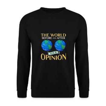 Sarcastique Le monde avant et après votre opinion - Sweat-shirt Unisexe - noir - Devant - Alina (178cm) & Michal (187cm)