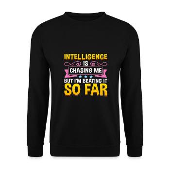 Sarcastic Intelligence Chasing Me Beating It So - Unisex Sweatshirt - black - Front - Alina (178cm) & Michal (187cm)