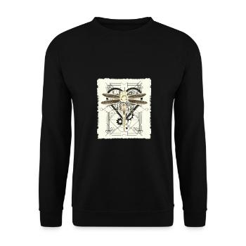 Steampunk Libelle Vintage Gears Goth Geschenkidee - Unisex Pullover - Schwarz - Vorne - Alina (178cm) & Michal (187cm)