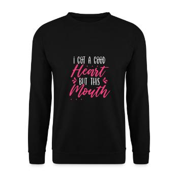 Sarcastique j’ai un bon cœur mais cette bouche - Sweat-shirt Unisexe - noir - Devant - Alina (178cm) & Michal (187cm)