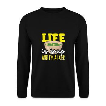 La vie sarcastique est une soupe et je suis un cadeau sarcastique de fourchette - Sweat-shirt Unisexe - noir - Devant - Alina (178cm) & Michal (187cm)