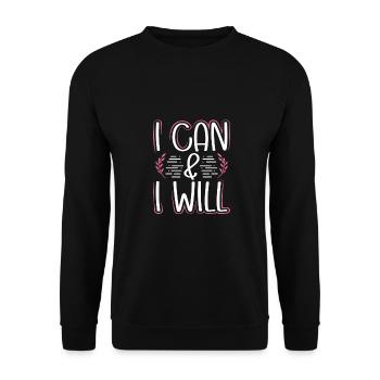 Feminism Gift I Can And I Will Gift for a Girl - Unisex Sweatshirt - black - Front - Alina (178cm) & Michal (187cm)