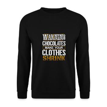 Chocoholic Gift Warning Chocolates Make Clothes - Sweat-shirt Unisexe - noir - Devant - Alina (178cm) & Michal (187cm)