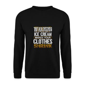 Eiscreme Liebhaber Geschenk Warnung Eiscreme macht - Unisex Pullover - Schwarz - Vorne - Alina (178cm) & Michal (187cm)