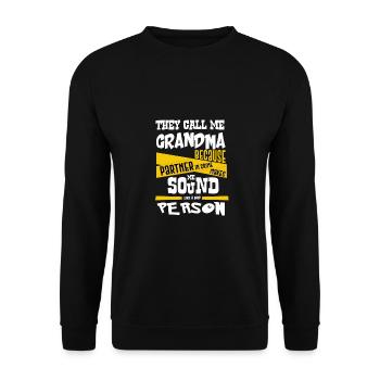 Partner in Crime Sound Like Bad Person Grandma - Unisex Sweatshirt - black - Front - Alina (178cm) & Michal (187cm)