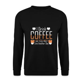 Coffe Addict Je bois du café pour que tu puisses vivre - Sweat-shirt Unisexe - noir - Devant - Alina (178cm) & Michal (187cm)