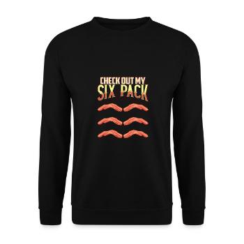 Fitness Humor Check Out My Six Pack Bacon Lover - Unisex Sweatshirt - black - Front - Alina (178cm) & Michal (187cm)