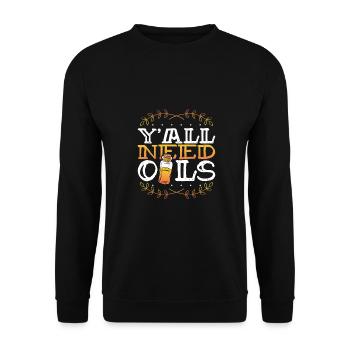 Geschenk für ätherische Öle Ihr alle braucht ätherische Öle Geschenk - Unisex Pullover - Schwarz - Vorne - Alina (178cm) & Michal (187cm)