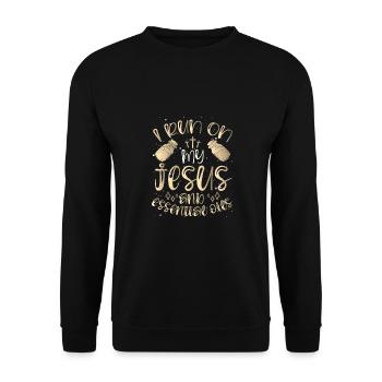 Christliche Gaben, die ich auf Jesus und ätherische Öle treibe - Unisex Pullover - Schwarz - Vorne - Alina (178cm) & Michal (187cm)