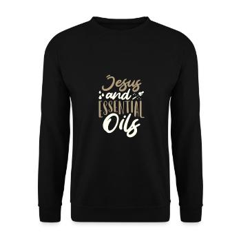 Christian Gifts Jesus and Essential Oils Gifts - Unisex Sweatshirt - black - Front - Alina (178cm) & Michal (187cm)