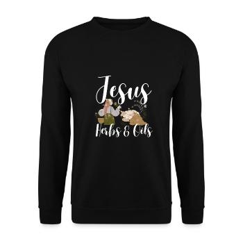Ganzheitliche Medizin Jesus Kräuter und Öle Essential - Unisex Pullover - Schwarz - Vorne - Alina (178cm) & Michal (187cm)