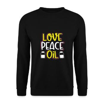 Love Peace Oil Fun Essential Oils Practitioner - Unisex Sweatshirt - black - Front - Alina (178cm) & Michal (187cm)