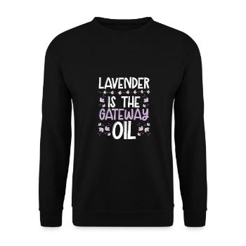 Ätherische Öle Praktiker Geschenk Lavendel Die - Unisex Pullover - Schwarz - Vorne - Alina (178cm) & Michal (187cm)