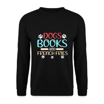 Dog Lover Gift Dogs Book Français Fries Gift for a - Sweat-shirt Unisexe - noir - Devant - Alina (178cm) & Michal (187cm)