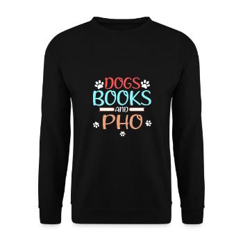 Pho Lover Geschenkhunde Bücher und Pho Reader - Unisex Pullover - Schwarz - Vorne - Alina (178cm) & Michal (187cm)