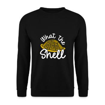 Turtle Humor What the Shell Turtle Lover Gift - Unisex Sweatshirt - black - Front - Alina (178cm) & Michal (187cm)