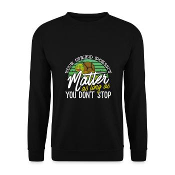 Cute Turtle Speed Doesn't Matter Don't Stop - Unisex Sweatshirt - black - Front - Alina (178cm) & Michal (187cm)