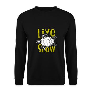 Relax and Live Slow Sea Turtle Beachy Vacation - Unisex Sweatshirt - black - Front - Alina (178cm) & Michal (187cm)