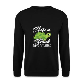 Meeresschutz Geschenk Überspringen Sie einen Strohhalm Save a - Unisex Pullover - Schwarz - Vorne - Alina (178cm) & Michal (187cm)