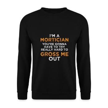 Leichenbestatter versuchen wirklich hart Grob mich lustig - Unisex Pullover - Schwarz - Vorne - Alina (178cm) & Michal (187cm)