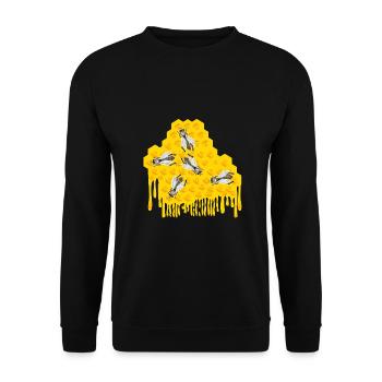 Bienen in einem tropfenden Wabenimkergeschenk - Unisex Pullover - Schwarz - Vorne - Alina (178cm) & Michal (187cm)