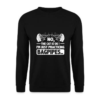 Cadeaux de cornemuse Non, le chat va bien juste pratiquer - Sweat-shirt Unisexe - noir - Devant - Alina (178cm) & Michal (187cm)