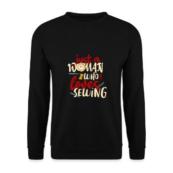 Schneiderin Geschenk Nur eine Frau, die gerne näht - Unisex Pullover - Schwarz - Vorne - Alina (178cm) & Michal (187cm)