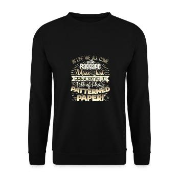 Scrapbooker Life Has Baggage Mine Patterned Paper - Unisex Sweatshirt - black - Front - Alina (178cm) & Michal (187cm)