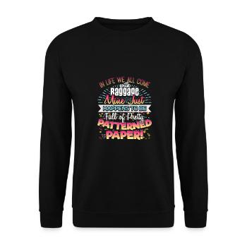 Scrapbooker Life Has Baggage Mine Patterned Paper - Unisex Sweatshirt - black - Front - Alina (178cm) & Michal (187cm)