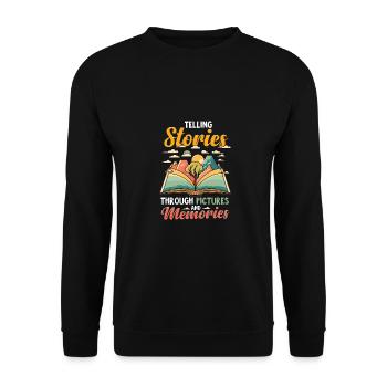 Raconter des histoires Trhough Images et souvenirs - Sweat-shirt Unisexe - noir - Devant - Alina (178cm) & Michal (187cm)