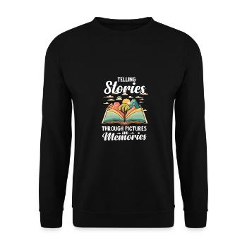 Raconter des histoires Trhough Images et souvenirs - Sweat-shirt Unisexe - noir - Devant - Alina (178cm) & Michal (187cm)