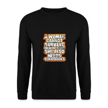Scrapbooker Gift Woman Can't Survive Wine Alone - Unisex Sweatshirt - black - Front - Alina (178cm) & Michal (187cm)