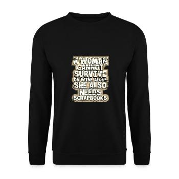 Scrapbooker Gift Woman Can't Survive Wine Alone - Unisex Sweatshirt - black - Front - Alina (178cm) & Michal (187cm)