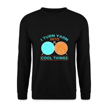 Knitter Gifts Turn Yarn Into Cool Things Knitting - Unisex Sweatshirt - black - Front - Alina (178cm) & Michal (187cm)