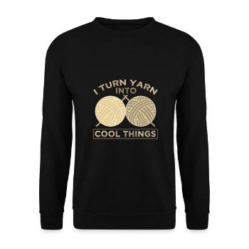 Knitter Gifts Turn Yarn Into Cool Things Knitting - Unisex Sweatshirt - black - Front - Alina (178cm) & Michal (187cm)
