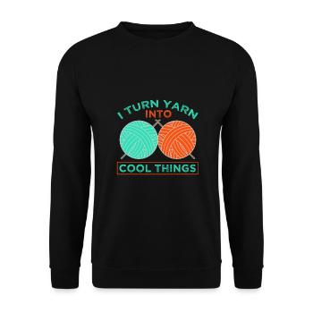 Knitter Gifts Turn Yarn Into Cool Things Knitting - Unisex Sweatshirt - black - Front - Alina (178cm) & Michal (187cm)