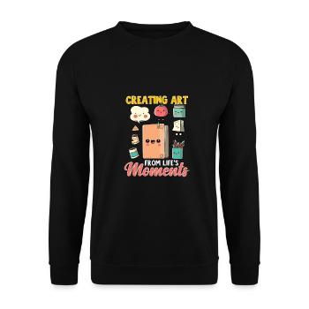 Scrapbooker Geschenke Kunst aus dem Leben schaffen - Unisex Pullover - Schwarz - Vorne - Alina (178cm) & Michal (187cm)