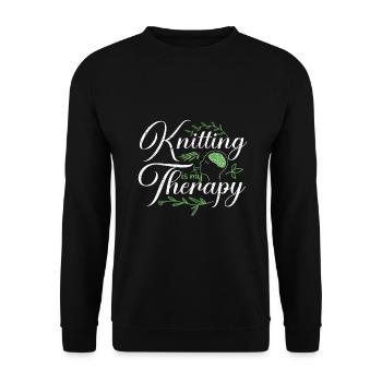 Stricken ist mein Therapiespaß-Strickgeschenk - Unisex Pullover - Schwarz - Vorne - Alina (178cm) & Michal (187cm)