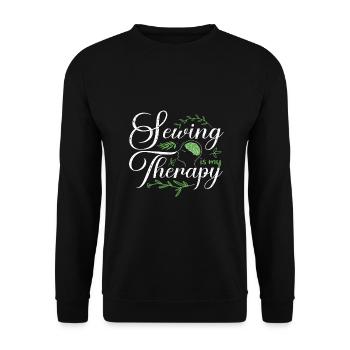 Näherin Geschenk Nähen ist meine Therapie Quilterin Geschenk - Unisex Pullover - Schwarz - Vorne - Alina (178cm) & Michal (187cm)