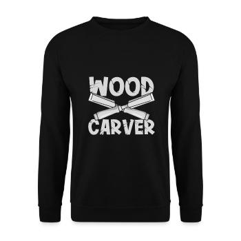 Sculpteur sur bois Bois croisé Outils de menuiserie - Sweat-shirt Unisexe - noir - Devant - Alina (178cm) & Michal (187cm)
