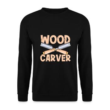 Sculpteur sur bois Bois croisé Outils de menuiserie - Sweat-shirt Unisexe - noir - Devant - Alina (178cm) & Michal (187cm)