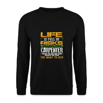 Charpentier Gift Life plein de risques révélateurs - Sweat-shirt Unisexe - noir - Devant - Alina (178cm) & Michal (187cm)
